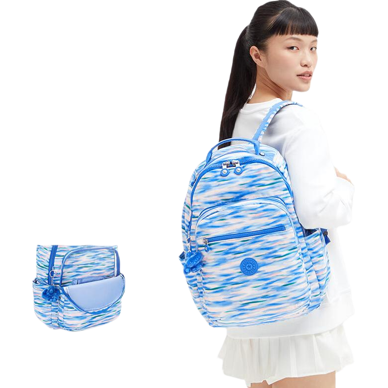 Kaplin Large Capacity Girls Backpack Seoul Bag Birthday Gift SEOUL Light Blue Pink Floral Print