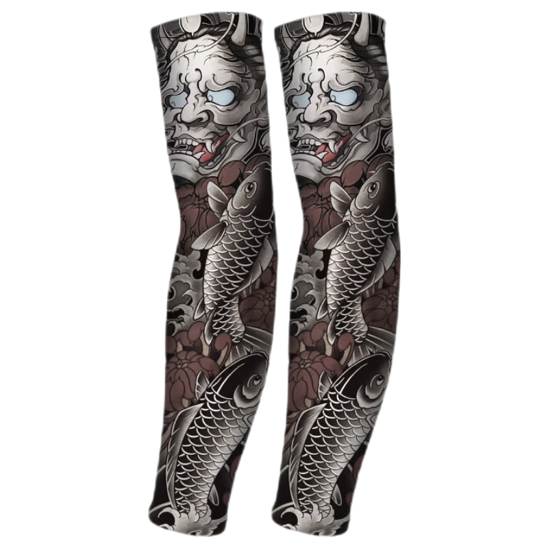 Bejirog Ice Silk Sleeve Men Outdoor Driving Sun Protection Arm Sleeves Men Cycling Arm Guards Ice Sleeves Men's Floral Tattoo Trendy Arm Sleeves