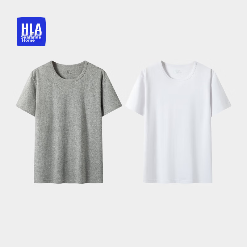 HLA Men’s Short Sleeve T-Shirt, Men’s Crew Neck 100% Cotton, Comfortable Breathable Lightweight Basic Undershirt, 2-Pack