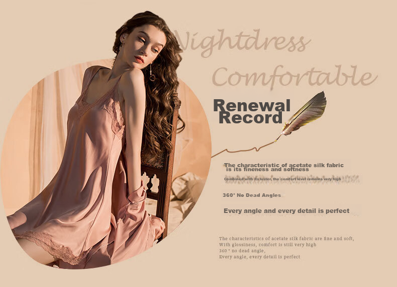 BONAS Premium Pure Style Ice Silk Women's Nightdress Imitation Silk Sexy Camisole Sleepwear Gift Box Packaging for Girlfriend 15