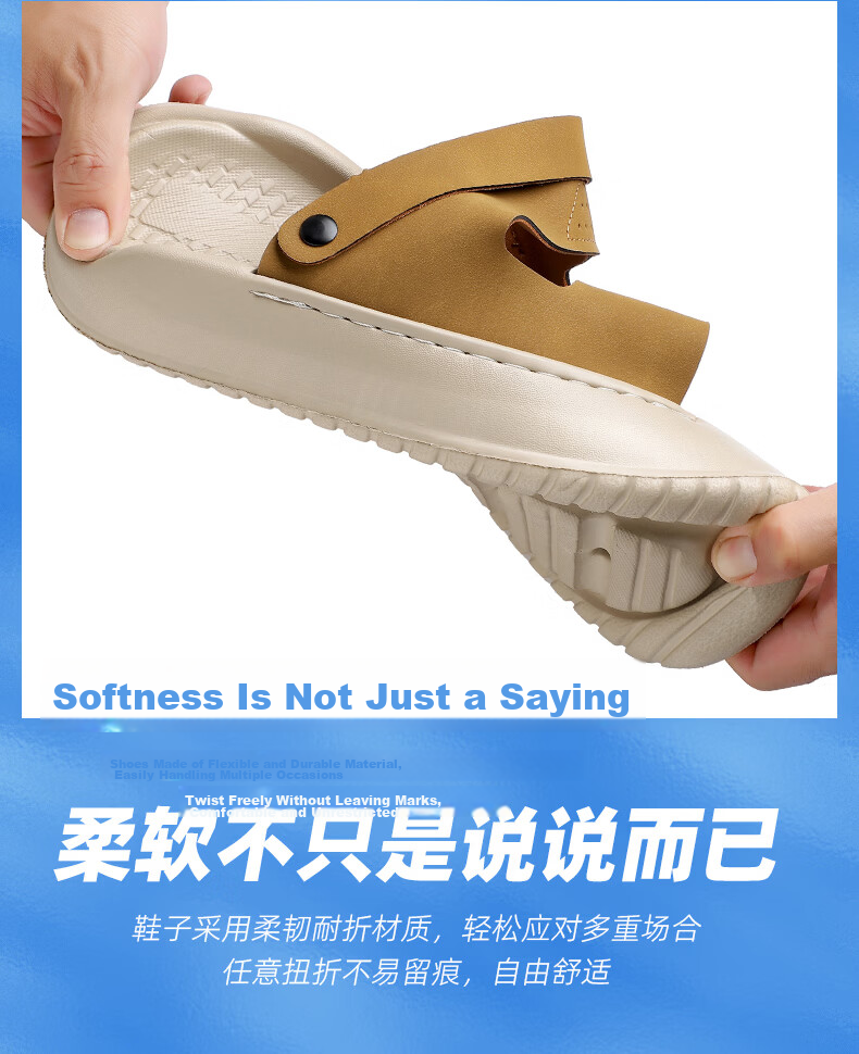 MEXICAN Spring Summer New Men's Sandals Beach Shoes Two-Way Slippers Breathable Dark Green Size 40 7