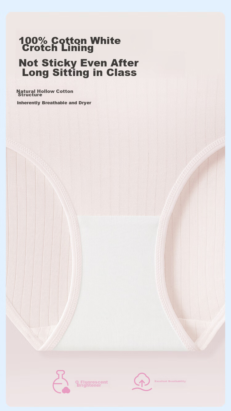 PurCotton Girls' Underwear Bra Junior High School Development Period Sports Vest Underwear Panties [Little Wave Gift Box Set] 14
