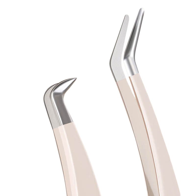Liqing High-Precision Round-Head False Eyelash Tweezers And Feather Clip [2 Pieces], Beginner-Safe Grafting Lash Tool, Beauty Lash