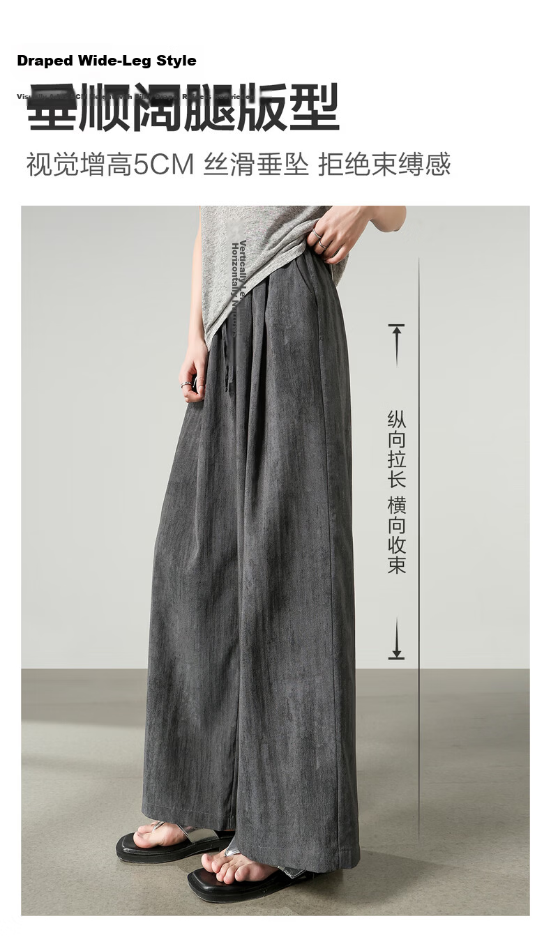 TonLion 2026 Spring Summer New Casual Women's Pants Girl Style Linen-Like Wide-Leg Draped Trousers 3