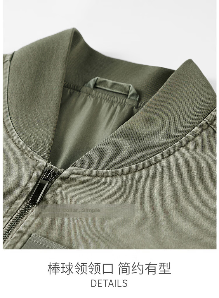 JEEP Men's Jacket Spring Autumn Trendy Workwear Cotton Short Casual Versatile Gray Green 2XL 15