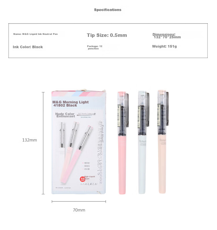 M&G 0.5mm Black Gel Pen Needle Tip Signature Pen Nude Control Series ARP41802A 6-Pack 4