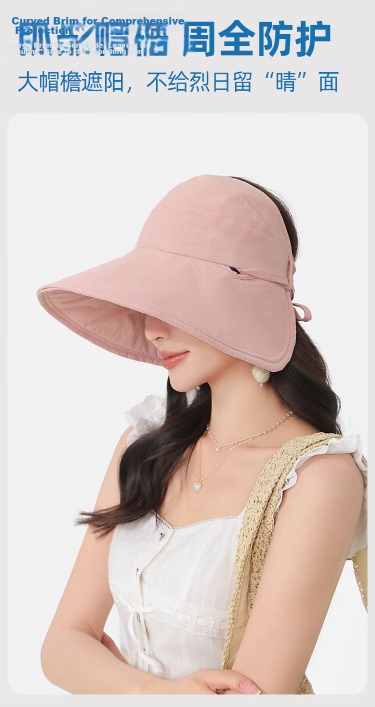 Romon Sun Protection Hat Half-Top UV Shield Face Cover Large Brim Adjustable Big Head Fisherman Cooling Duckbill Sun Hat 2
