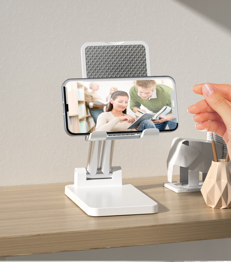 Kelleia [Upgraded Dual-Rod] Phone Stand, Live Streaming Desktop Stand, Lazy Stand, Influencer IPad Tablet Foldable Extendable Adjustable Stand, White 8