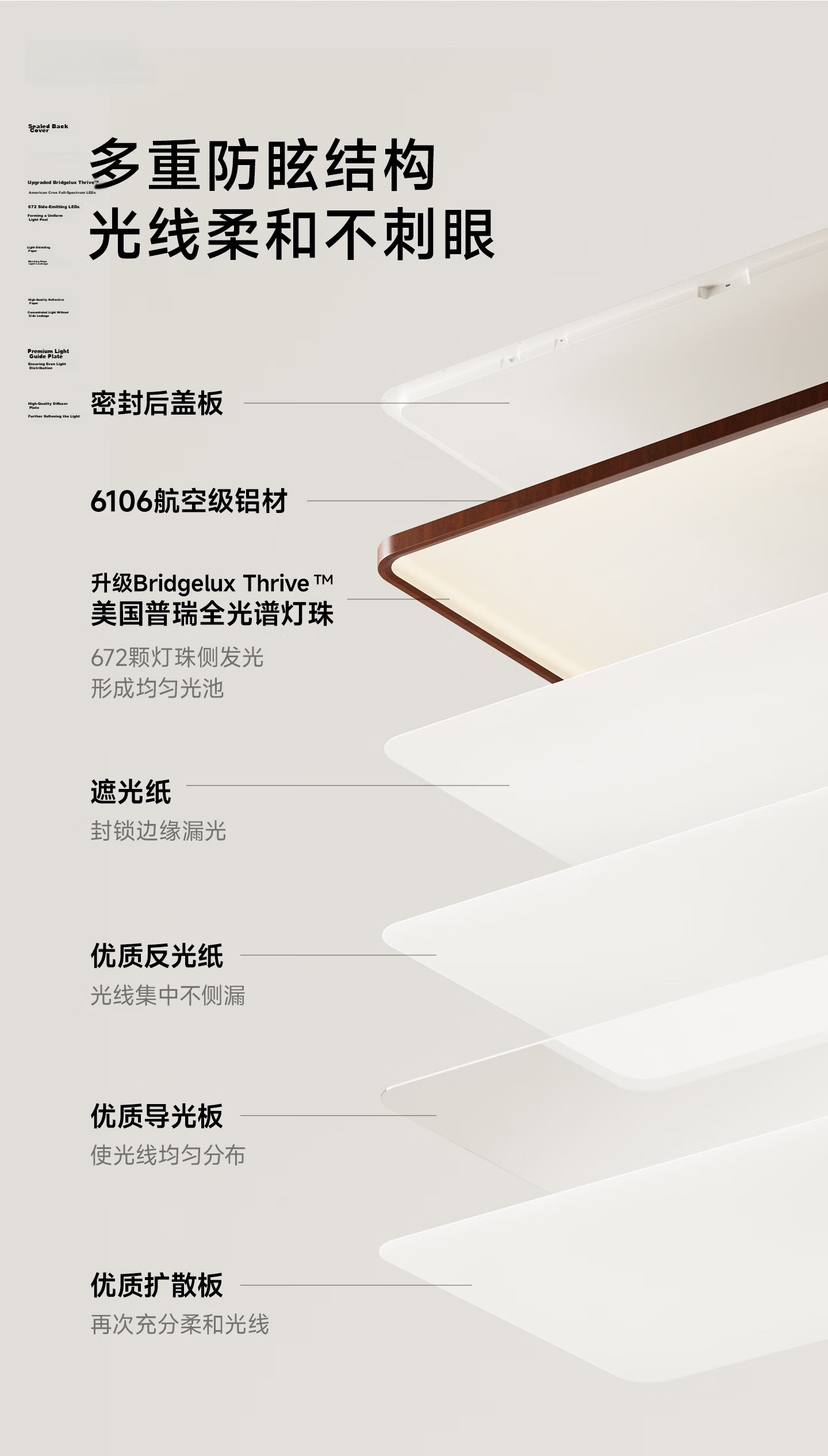 Jiandun Full Spectrum Eye Protection Vintage Seamless Ceiling Light Walnut Color All-Inclusive for Living Room Bedroom Study 5