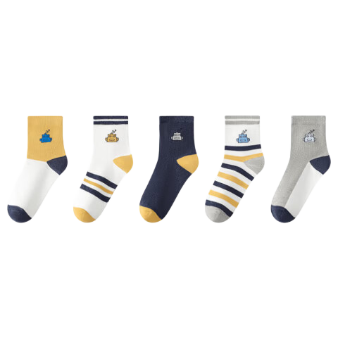 LangSha Children's Socks for Boys, Spring Autumn Winter Cotton Socks, Comfortable Breathable Mid-Calf Socks, Casual Sports Socks for Boys And Older Childre