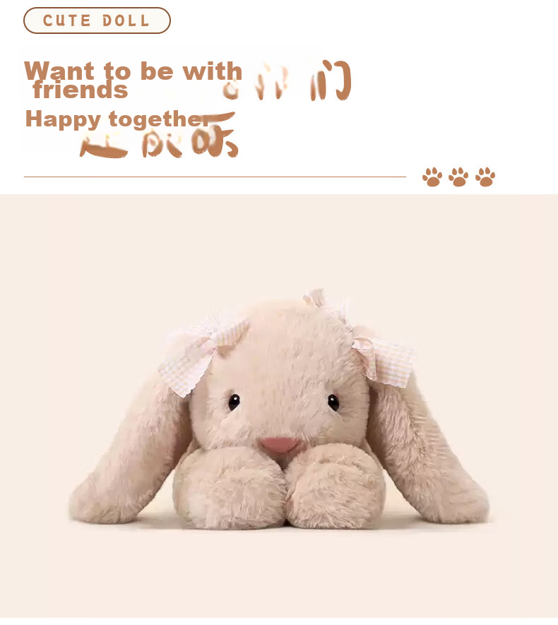 Beishangxing Little Rabbit Plush Doll Pillow, Children's Birthday Gift for Girls, Sleeping Companion Stuffed Toy Rabbit 10