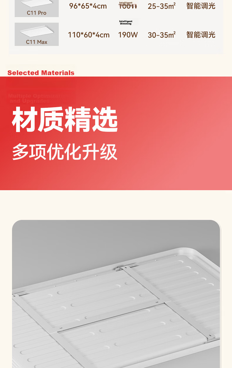TCL Lighting Ceiling Light C Series LED Crystal Panel Ultra-thin Living Room Lamp 135W Mijia Smart Full Spectrum with Installation Package 23
