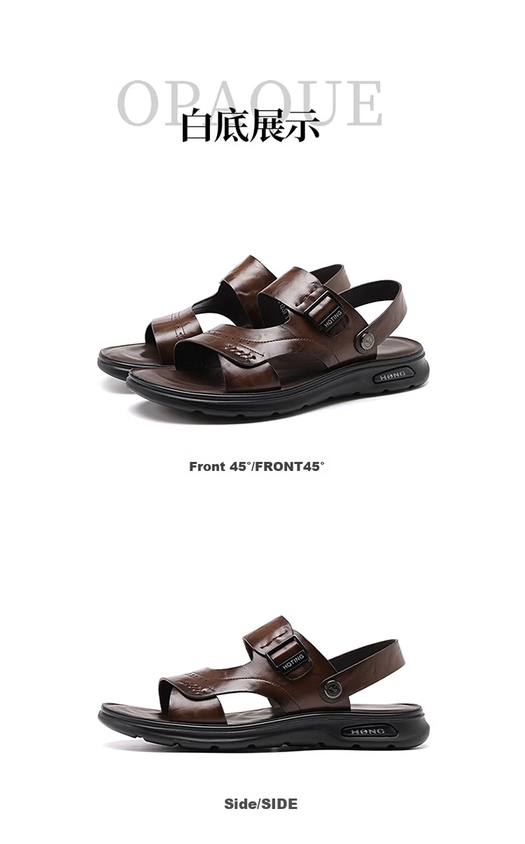 Red Dragonfly Men's Leather Fashion Casual Sandals Lightweight Soft Sole Dual-Wear Driving Beach Shoes WTT261141 Black Size 43 10