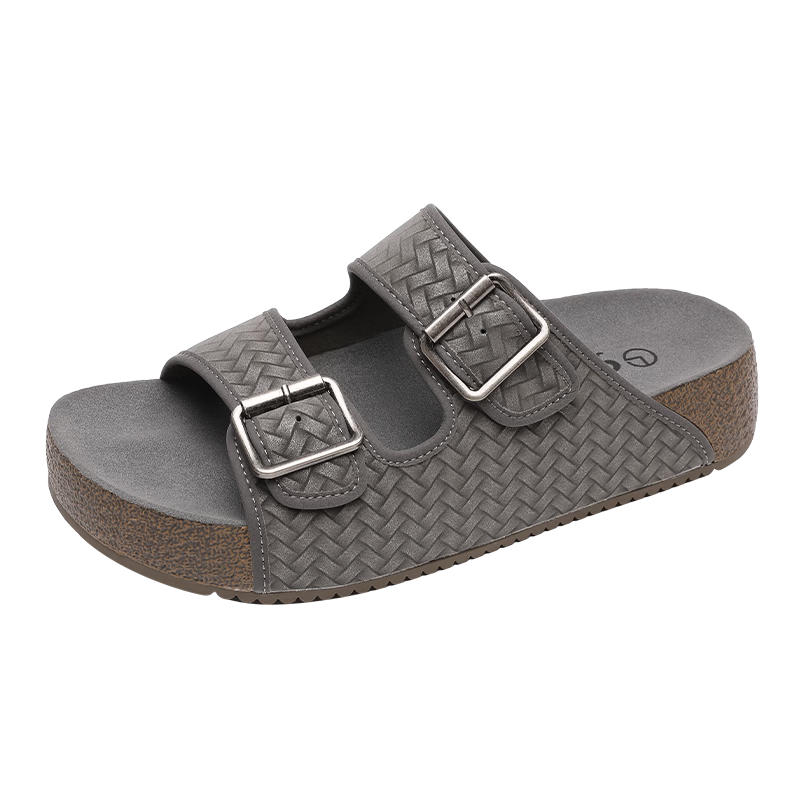 Goldlion Men's Shoes Summer 2026 New Woven Texture Lightweight Cushioning Durable Casual Slippers G597620152RRF Gray Size 38