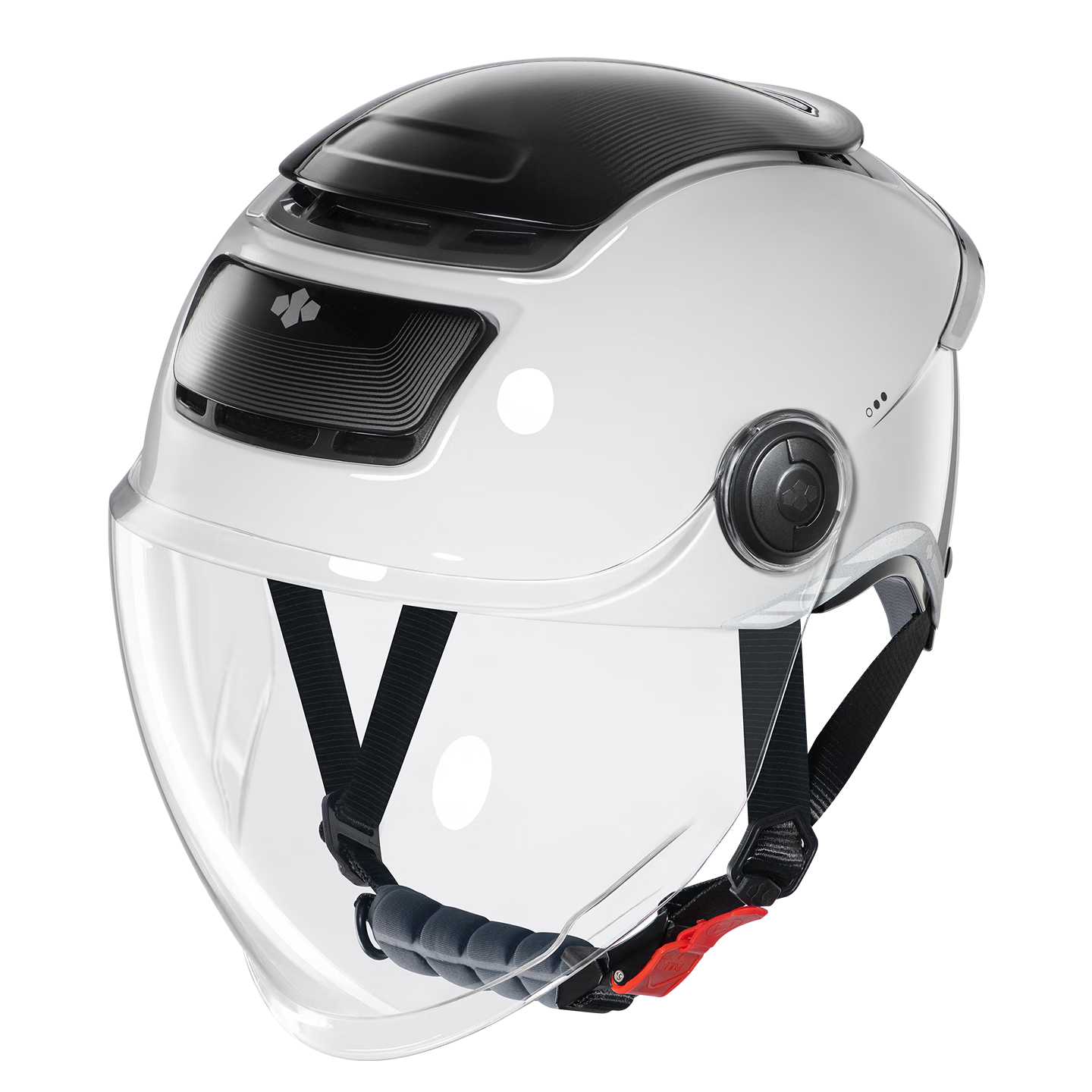 Two Little Bees 3C Certified Electric Motorcycle Helmet Unisex Summer Sun Protection Half Helmet 2026 New TK58 Safety Helmet 3.0 Panda White [Photochromic Long Visor] with Helmet Lock Gift