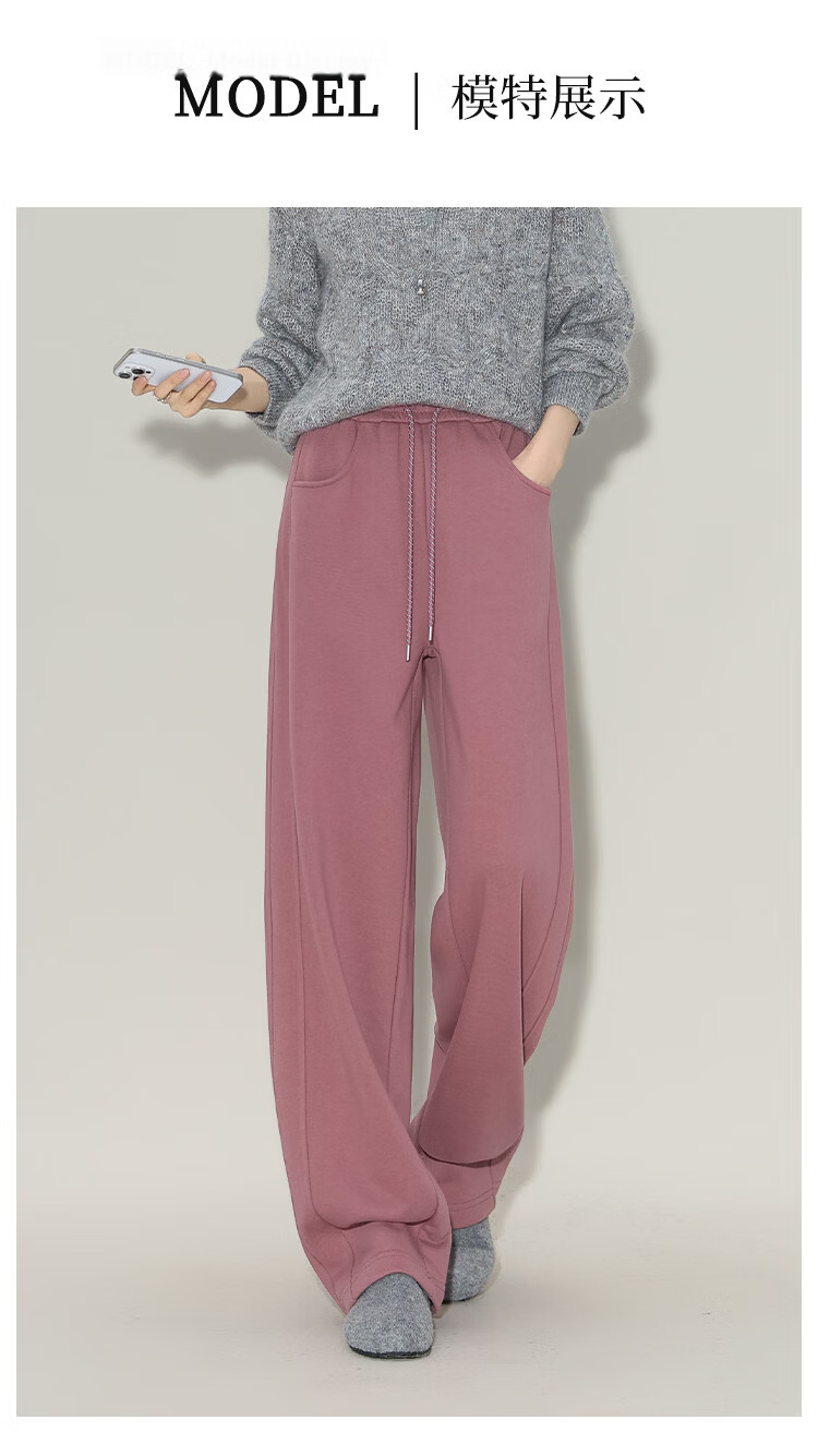 Demana Lazy Gentle Style Warm Winter High-Waist Thick Relaxed Scythe Comfortable Casual Curved Sweatpants for Women 8