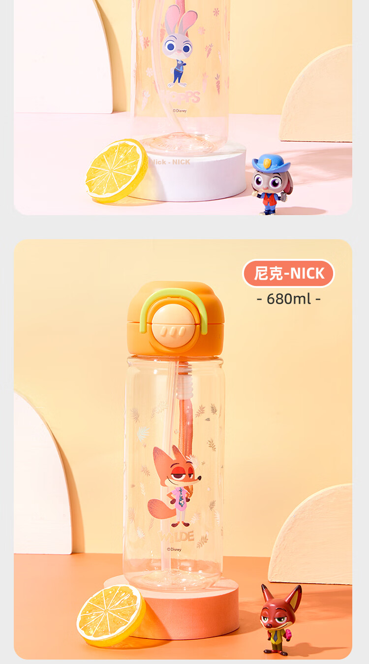 Disney Kids Large Capacity Summer Tritan Plastic Water Bottle Portable Sports Fitness Bottle for Boys and Girls Students 10
