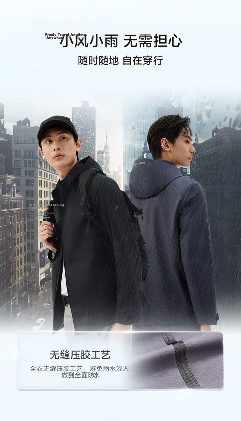 Hodo All-Purpose Jacket Men 2026 Spring New Stretch Hooded Detachable Outdoor Sports Waterproof Coat 3