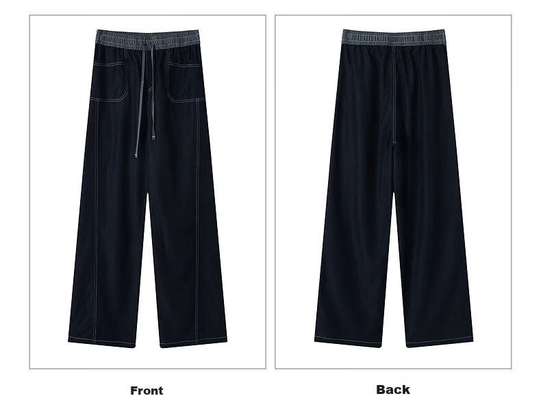 TonLion 2026 Spring Summer Women's Fashion Contrast Stitching Simple Straight-Leg Denim Pants Commuter Casual Versatile Trousers 13