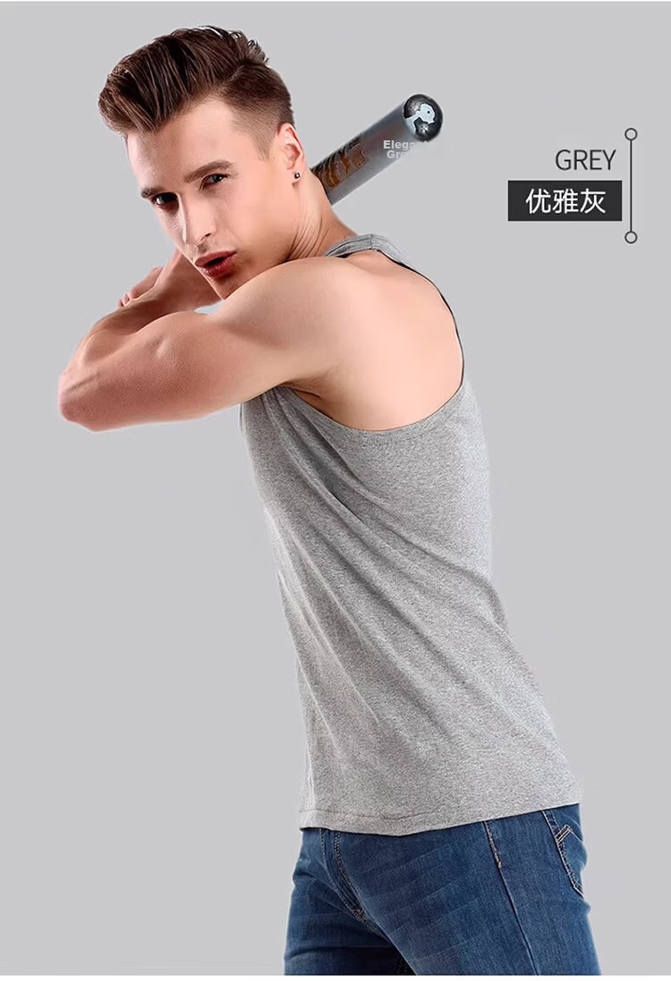 GUJIN 3-Pack 100% Cotton Men's High Elasticity Sports Sweat-Absorbing Breathable Loose Thin Vest 6