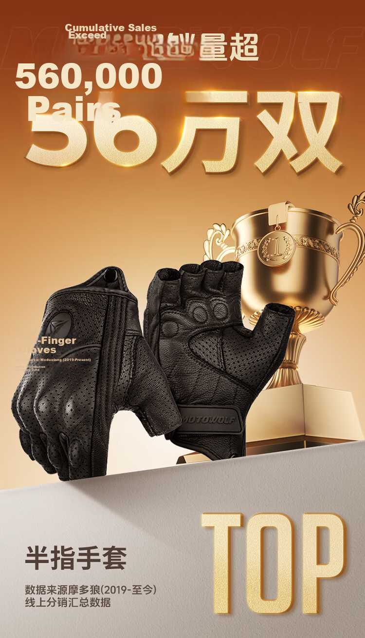 MOTOWOLF Motorcycle Half-Finger Gloves Summer Breathable Anti-Fall Genuine Leather Retro Rider Gear 1