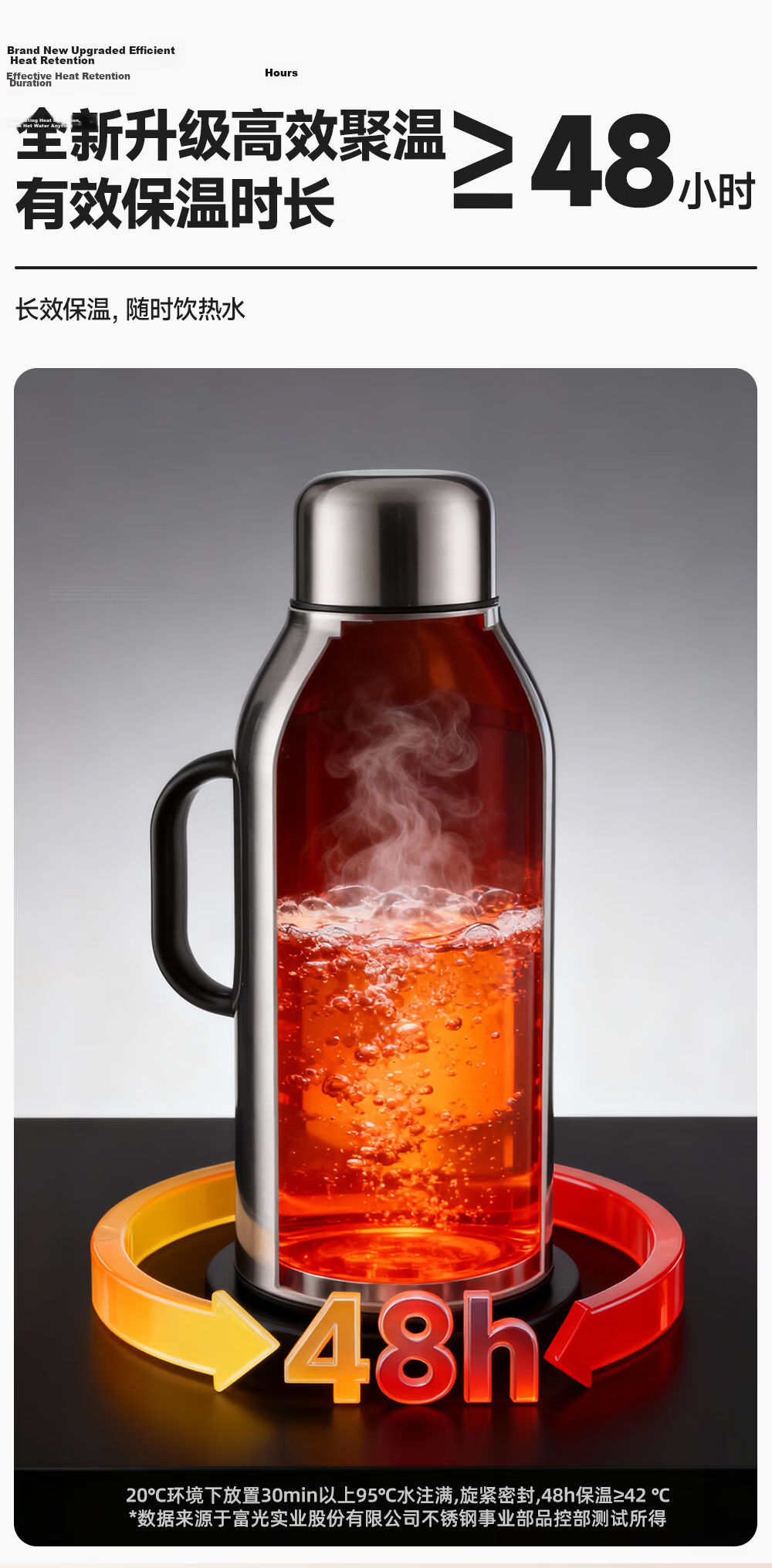 FGA Fuguang Insulated Thermos Stainless Steel Large Capacity Home Office Glass Liner Hot Water Bottle Student Flask 5