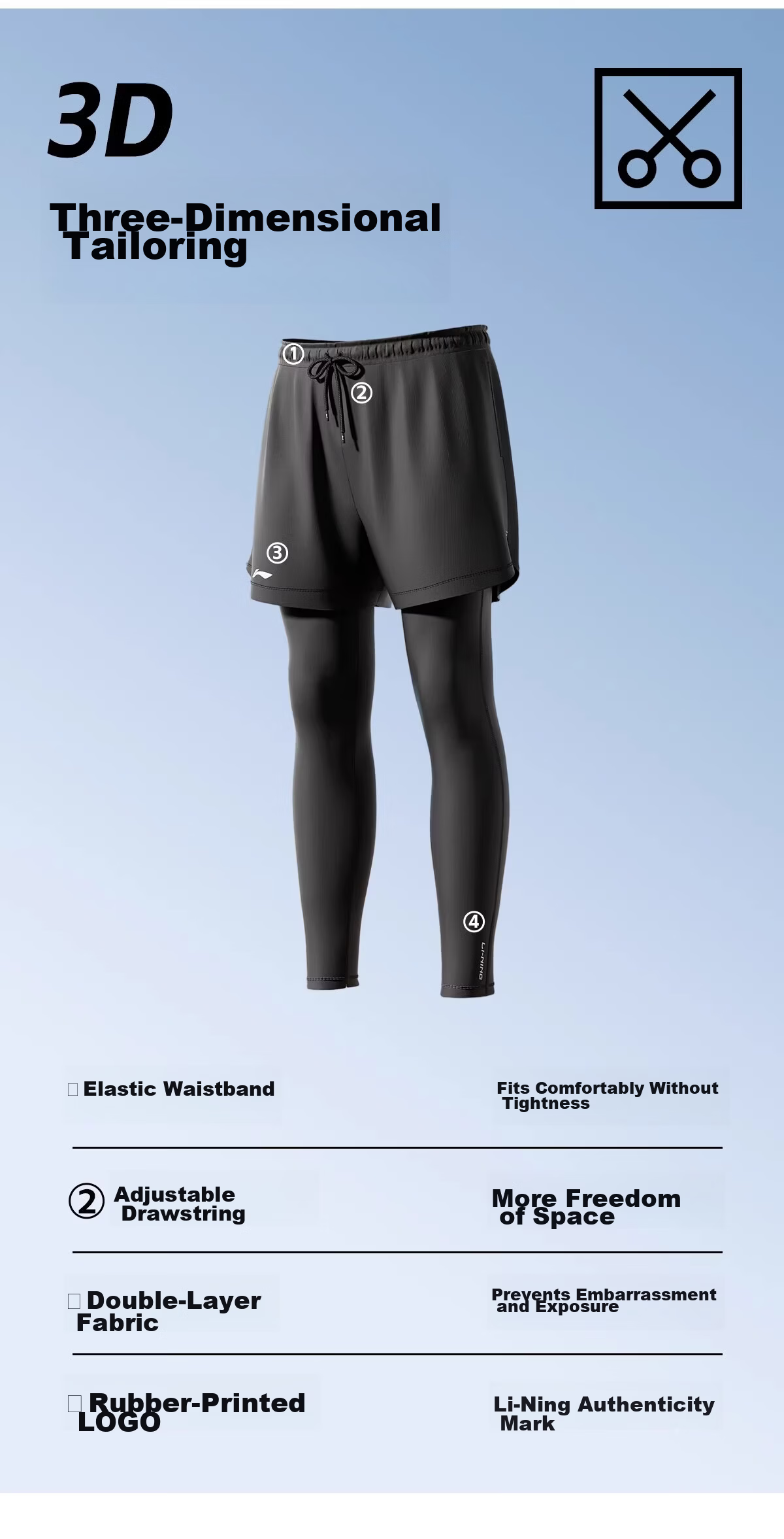 LI-NING Men's Snorkeling Jellyfish Suit Swimming Set Thermal Sunscreen Quick-Dry Long Sleeve Long Pants for Diving Surfing Hot Spring 8