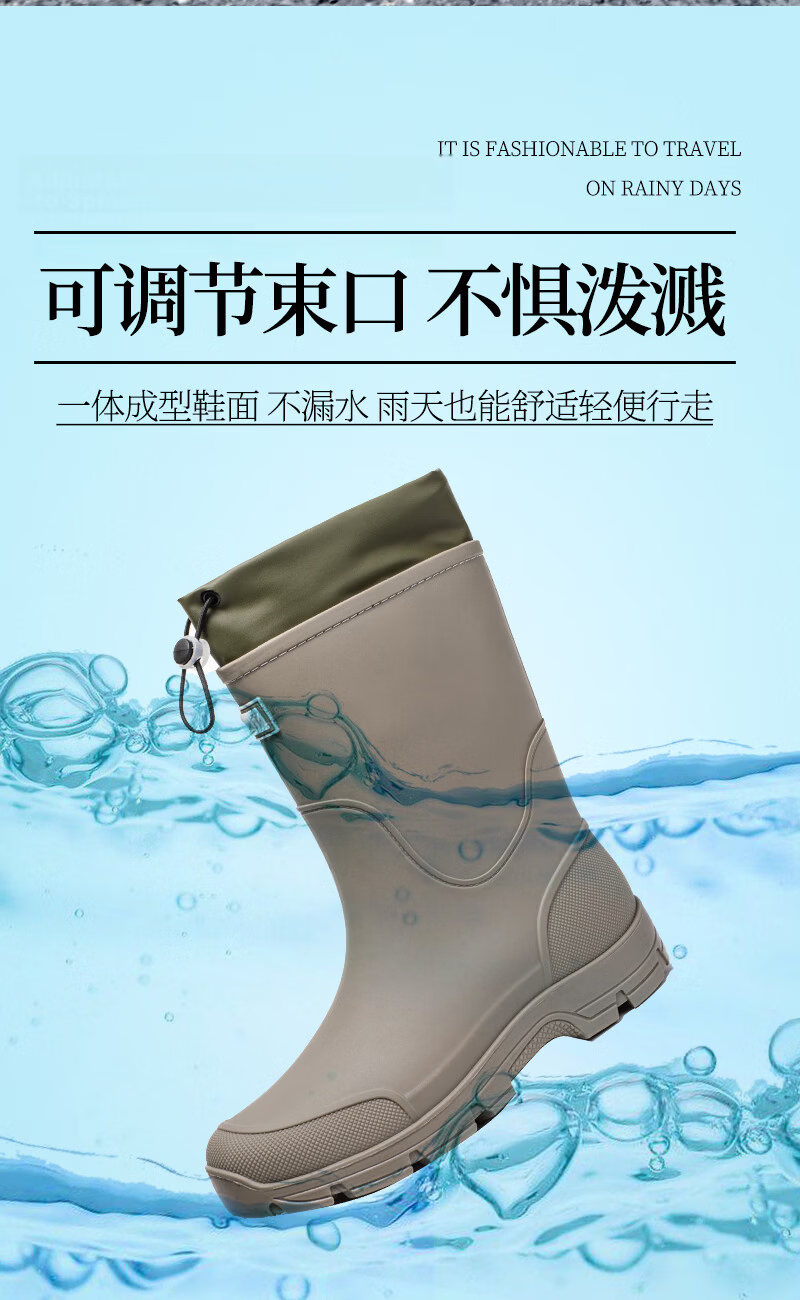 KINGLOVOUN Men's Mid-Calf Waterproof Non-Slip Rain Boots Outdoor Fishing Thick Sole Durable 817/SK Gray Size 42 5