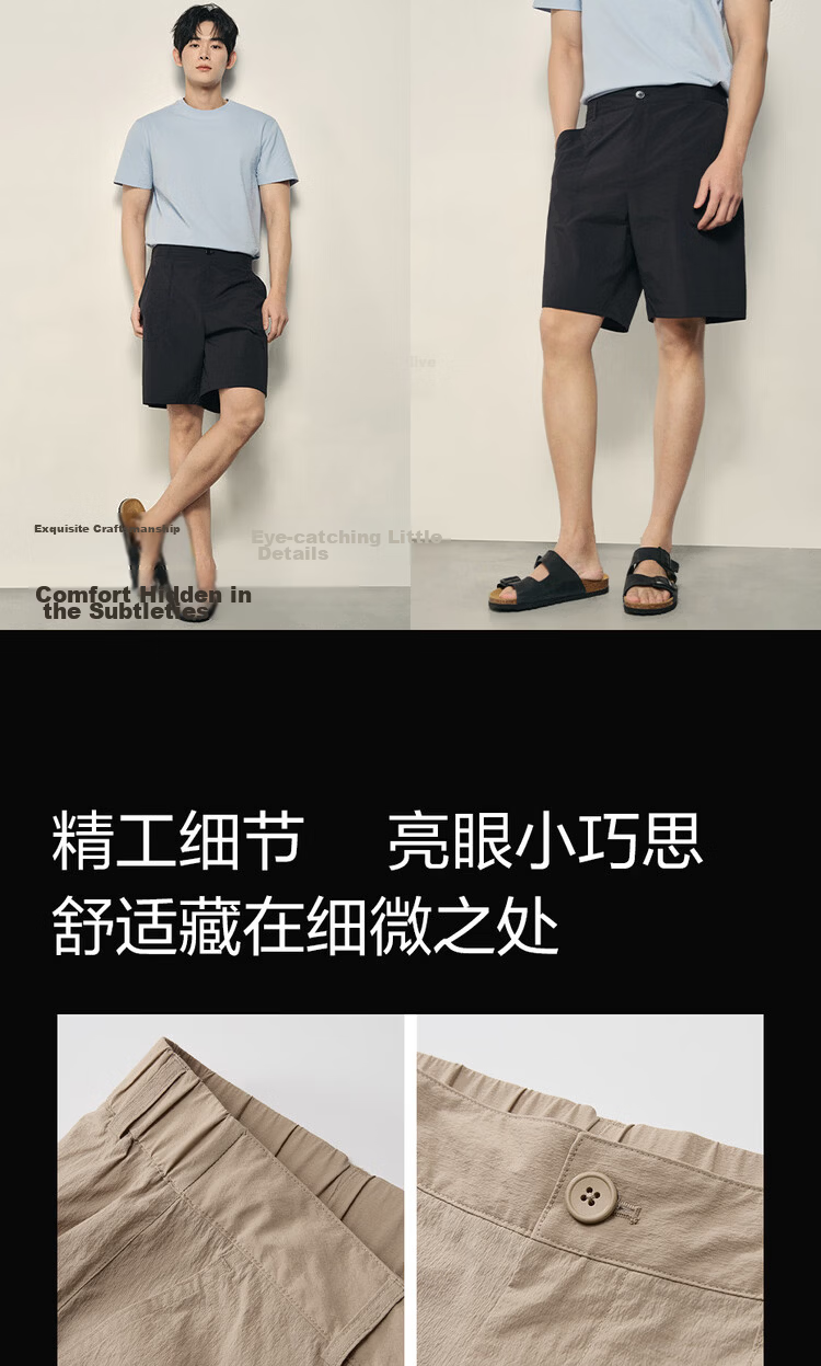 Giordano Men's 2026 Summer Textured Semi-Elastic Waist Casual Shorts Korean Style 01106598 10