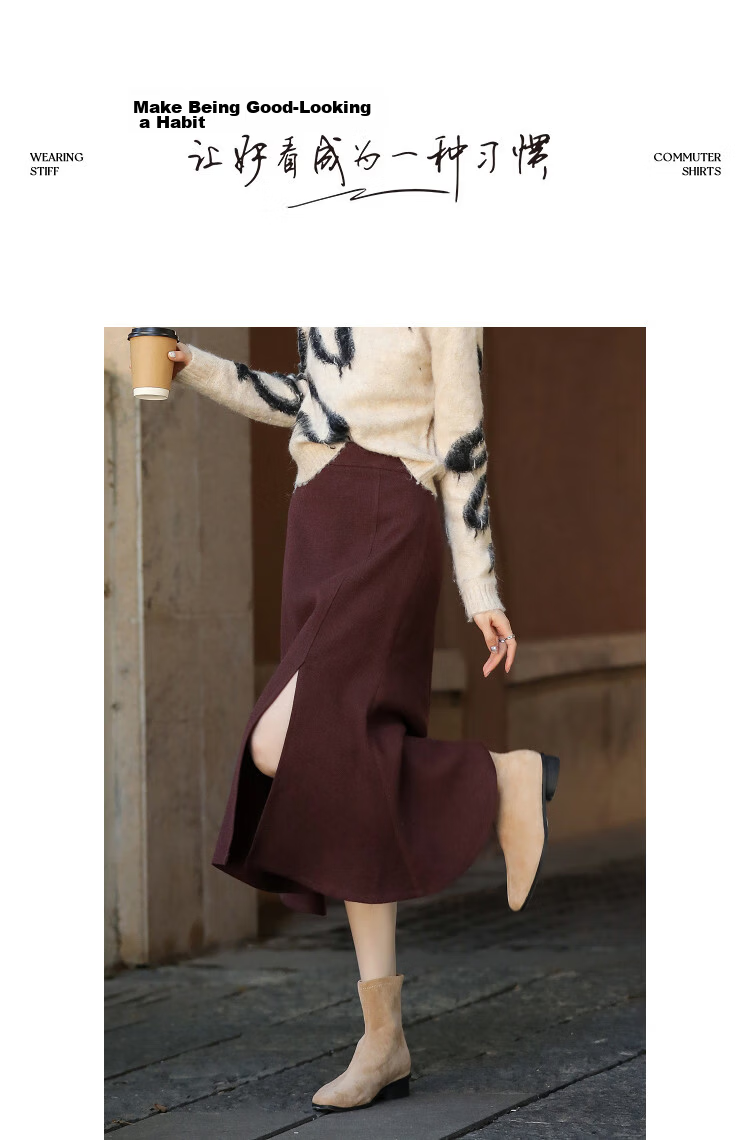 Demana Winter Elegant Structured Textured Tweed Fish Tail Petite Women's Skirt 13