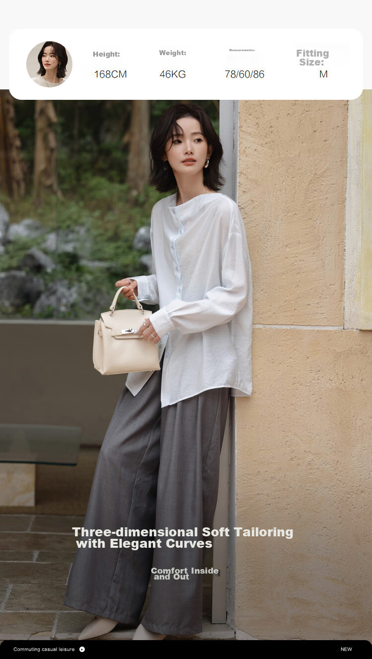 Demana [Yunjian Shiyi] Spring Simple V-Neck Button-Down Loose Fit Slimming Elegant Women's Shirt 9