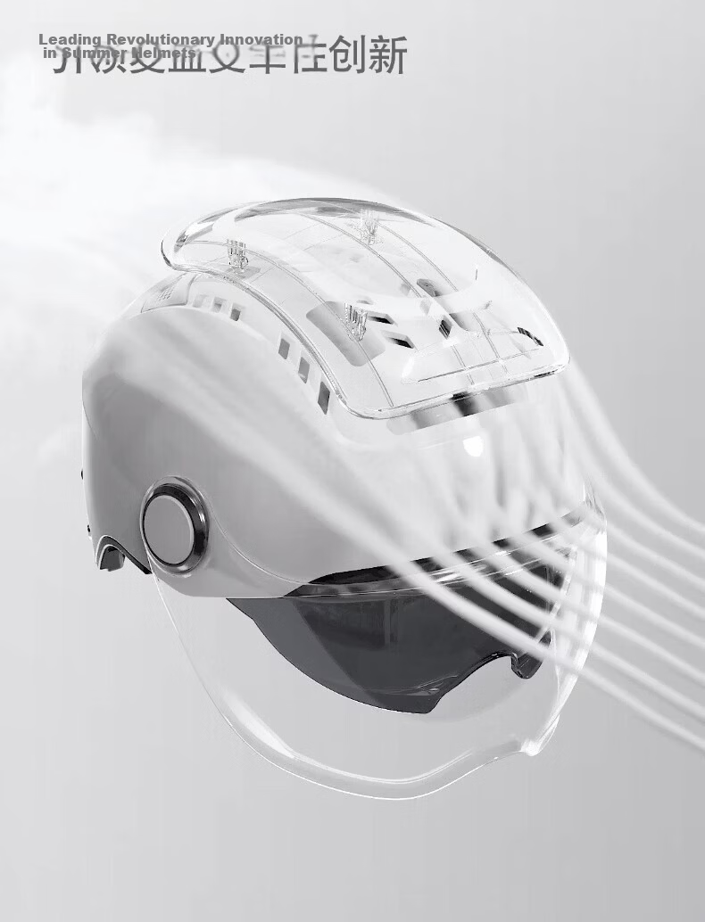 Two Little Bees 0-Gravity Sunroof 3C Certified Electric Motorcycle Helmet Unisex Summer Sun Protection Half Helmet Breathable Four-Season Safety Riding Universal HD Lens + Photochromic Lens - Moonligh 12