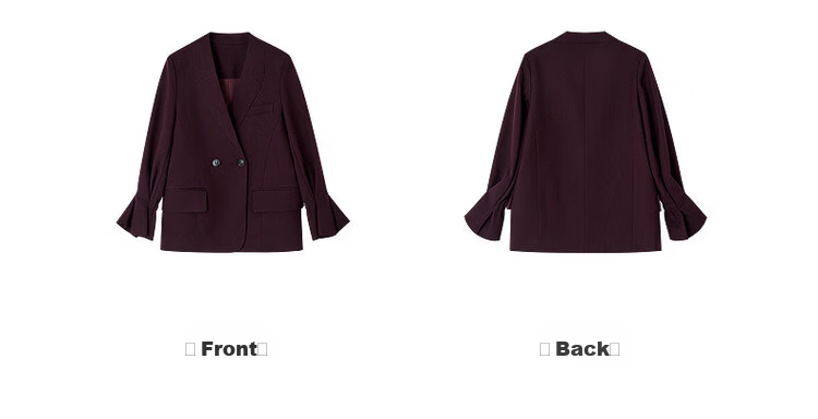 MT [Magazine Editor-in-Chief] Spring Commuter Ruffle Sleeve False Collar V-Neck Double-Breasted Loose Women's Blazer Jacket 10