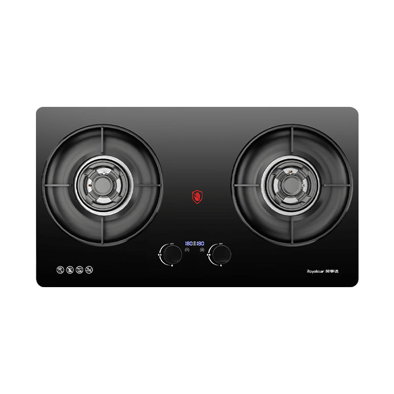 Royalstar Gas Stove Natural Gas Double Burner Built-in 5.2kW Energy-saving High Flame Cooktop Level 1 Energy Efficiency 70% Thermal Efficiency Copper Burner Cap JZT-A535BFS