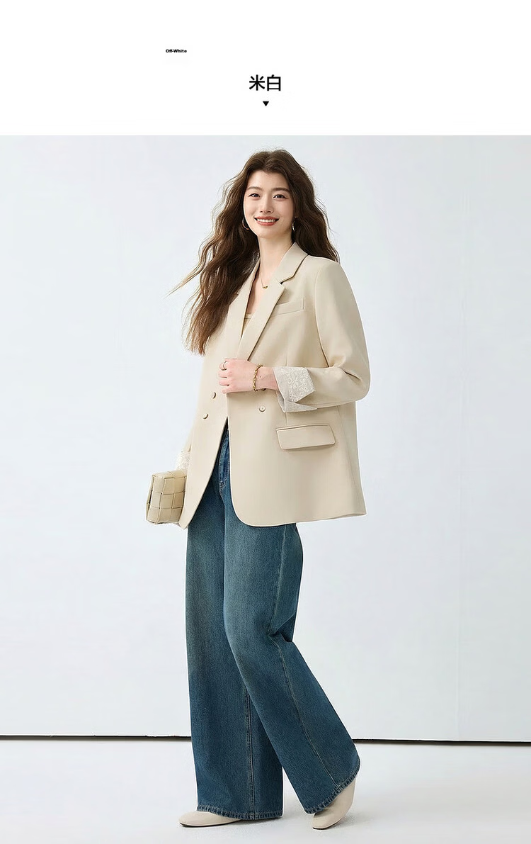 Demana [Sharp Aura] Spring Urban Commuter Style Lace Splice Double-Breasted Loose Slimming Coat for Women Premium Feel 7