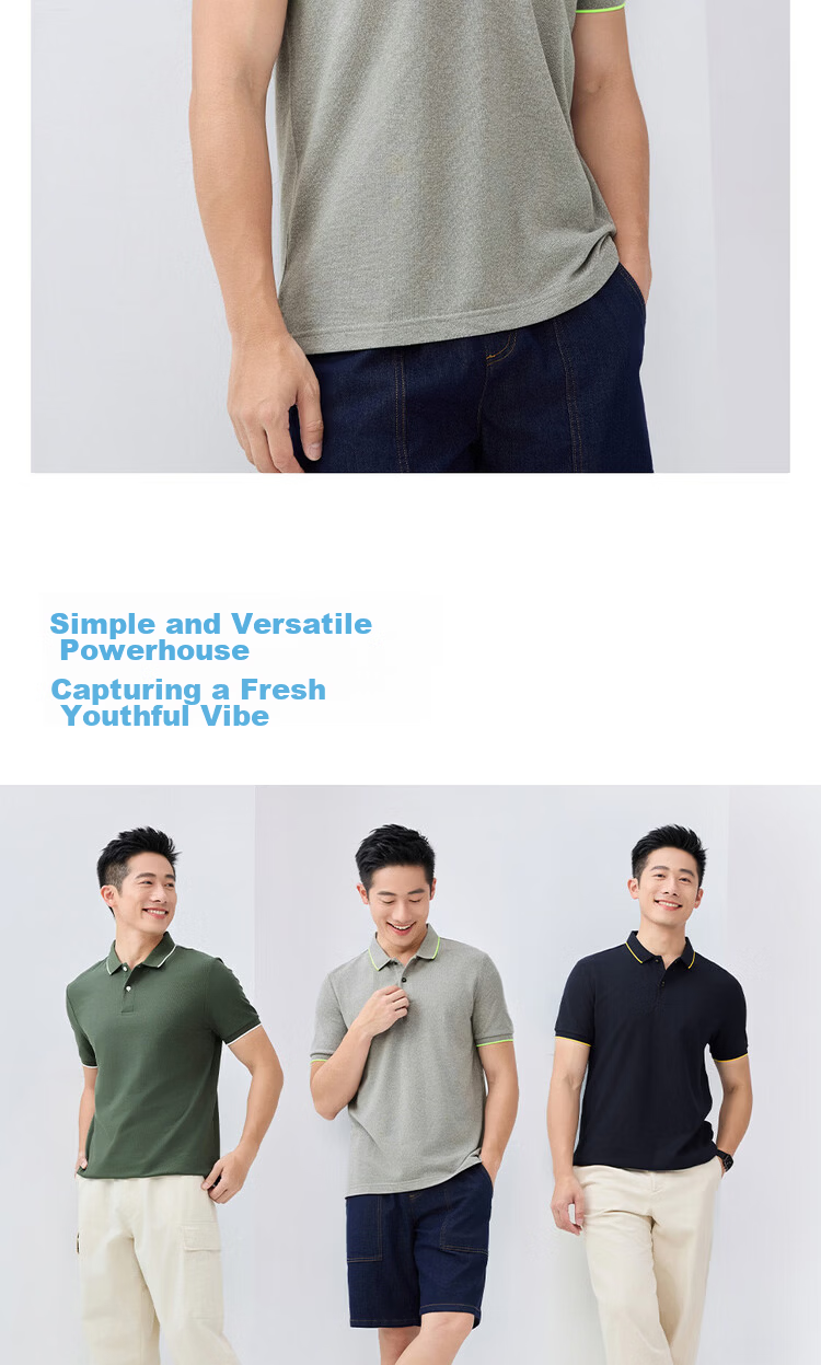 Giordano Men's Short Sleeve Polo Shirt New Pique Fabric Commuter Casual Colorblock Collar Top 01016425 9