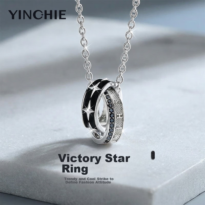 Yinqianhui Men's Necklace Pendant Clavicle Chain Luxury Light 2026 New Qixi Valentine's Day Gift for Boyfriend