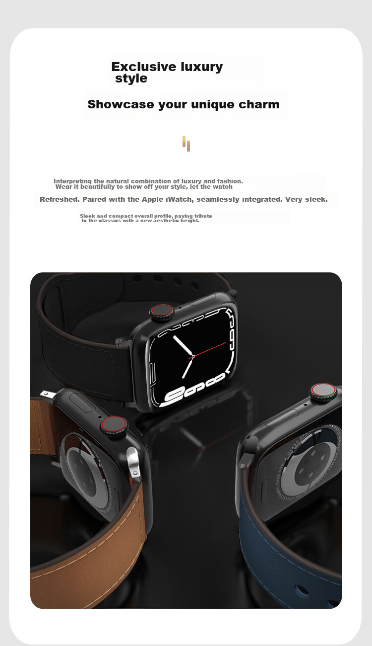 MSSM Leather Watch Strap Compatible with Apple Watch, Swift Cowhide Band for IWatch S12/11/ultra4/S10/9/SE3 - Brown 44-49 20