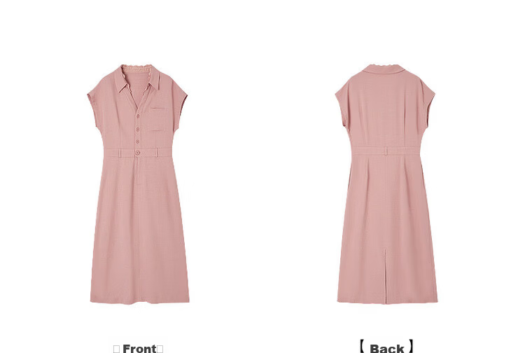 Demana Summer Elegant Lace Splice V-Neck Waist-Slimming Slit Mid-Length Dress with Natural Linen 23