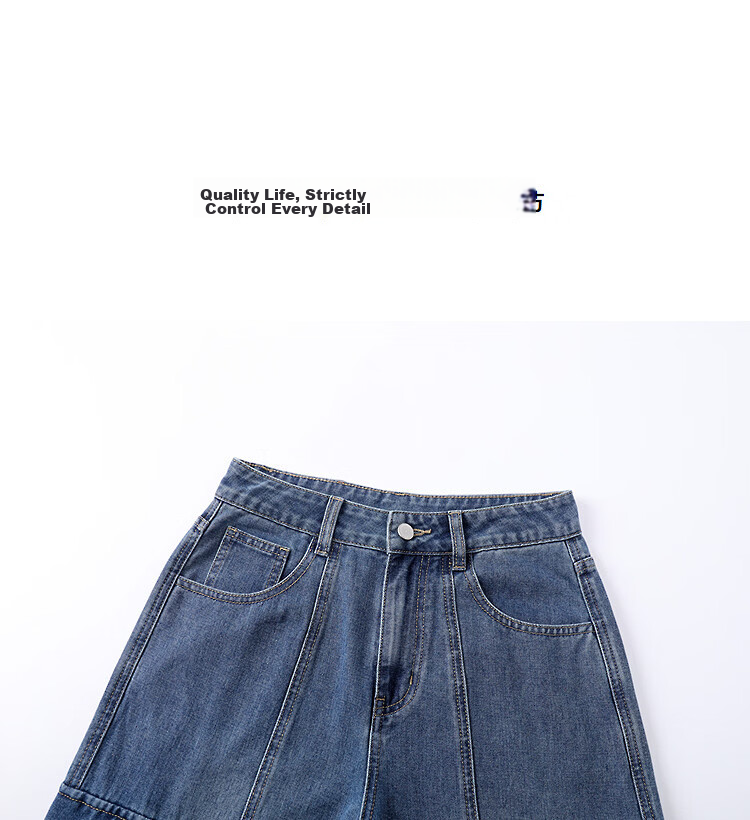Demana Structuralism Spring Cloud Oxygen Cotton High-Waist Cargo Pocket Segmented Loose Fit Petite Women's Jeans 12