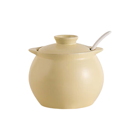 JD Original Large Capacity Ceramic Lard Jar, Salt Jar, Oil Container, Seasoning Pot, Condiment Jar, Chili Storage Jar, 700ML Cream White