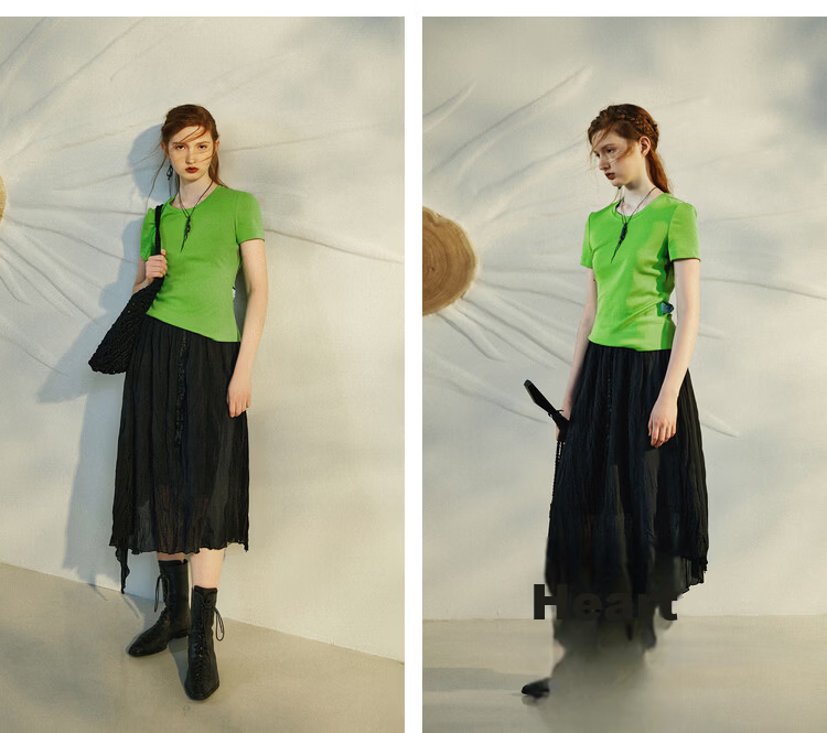 Rizhuo RIZHUO Printed Short Sleeve T-Shirt 2026 Summer New Round Neck Shoulder Tee Black L 19