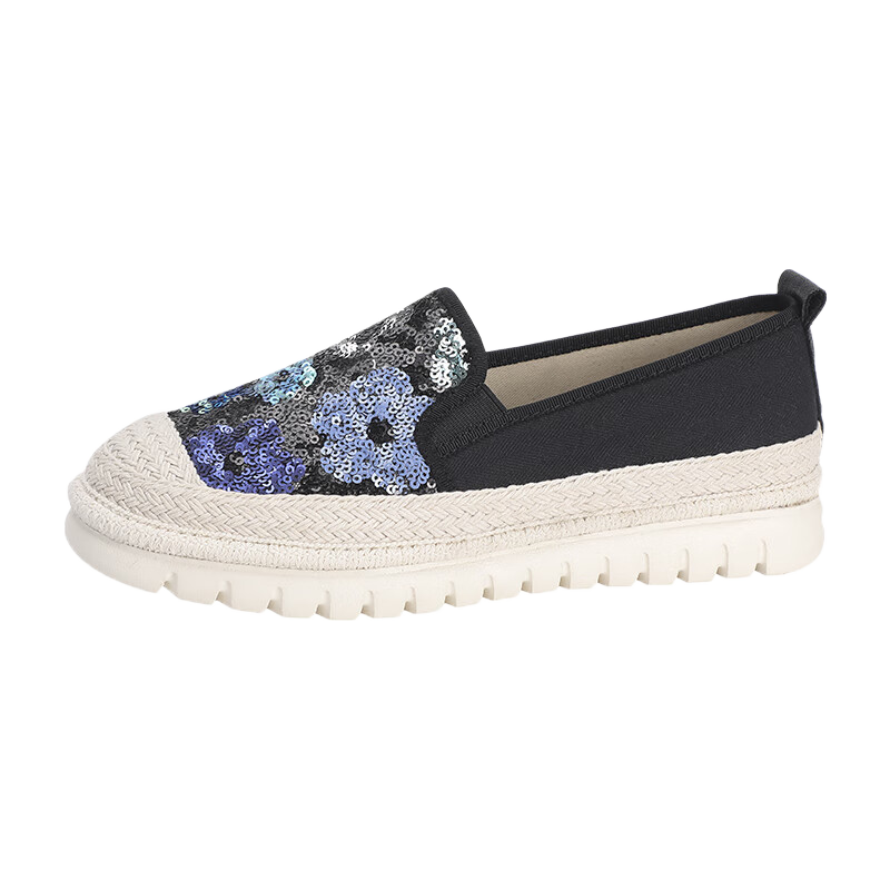 Taiheyuan Chunqiu Women's Soft Comfortable Non-Slip Lightweight Sequin Vacation Style Soft Sole Slip-On Platform Fisherman Shoes