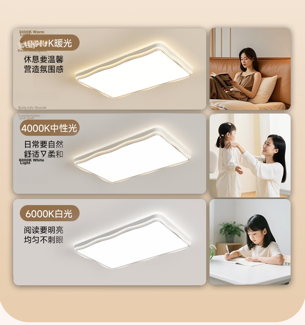 GUJIA LED Ceiling Light, Simple Cream Style, for Living Room And Bedroom, Eye Protection, Puri Light Source, Round-Shaped - Three Colors [Installation Included] 38