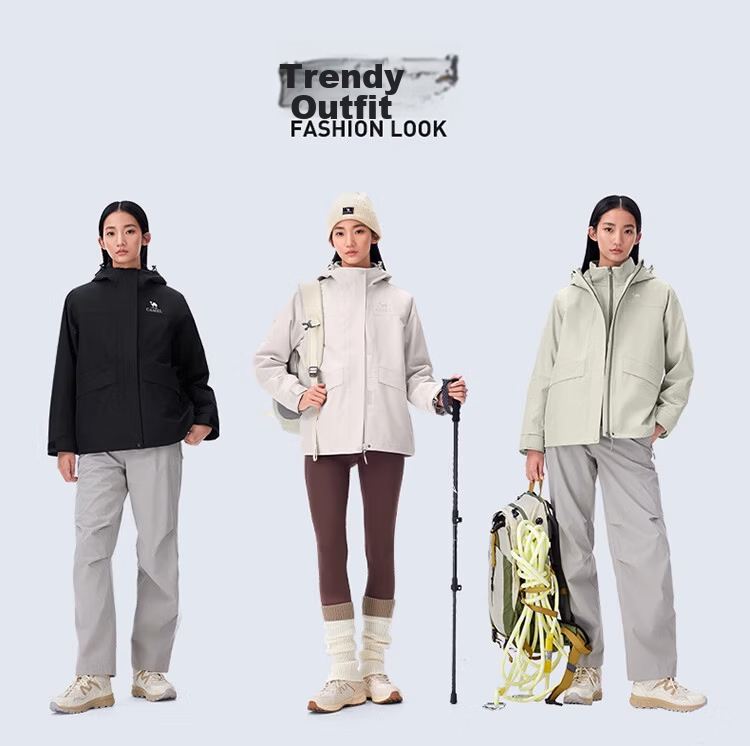 CAMEL Women's 3-in-1 Fleece Detachable Outdoor Softshell Jacket Windproof Waterproof Hiking Mountaineering Coat for Men 14