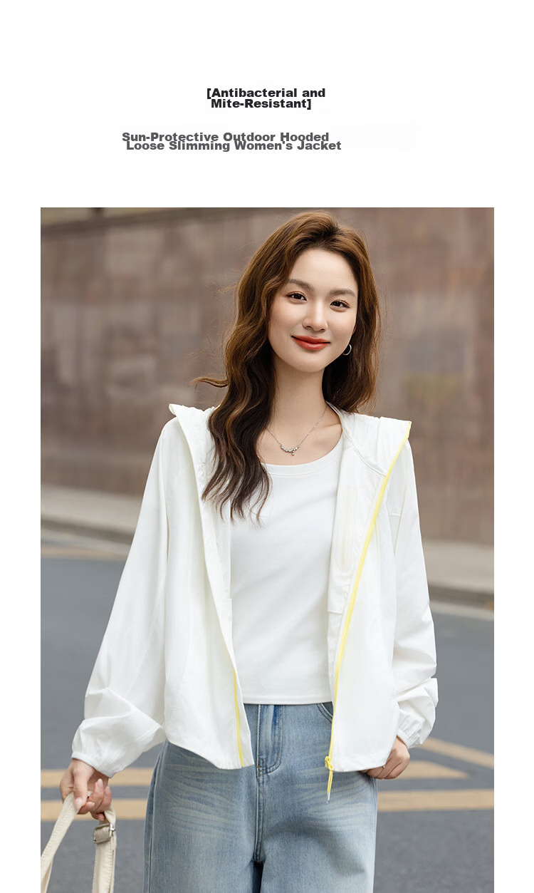 Demana Antibacterial Anti-Mite Summer UPF50+ Sun Protection Outdoor Hooded Loose Slimming Jacket for Women Premium Feel 5