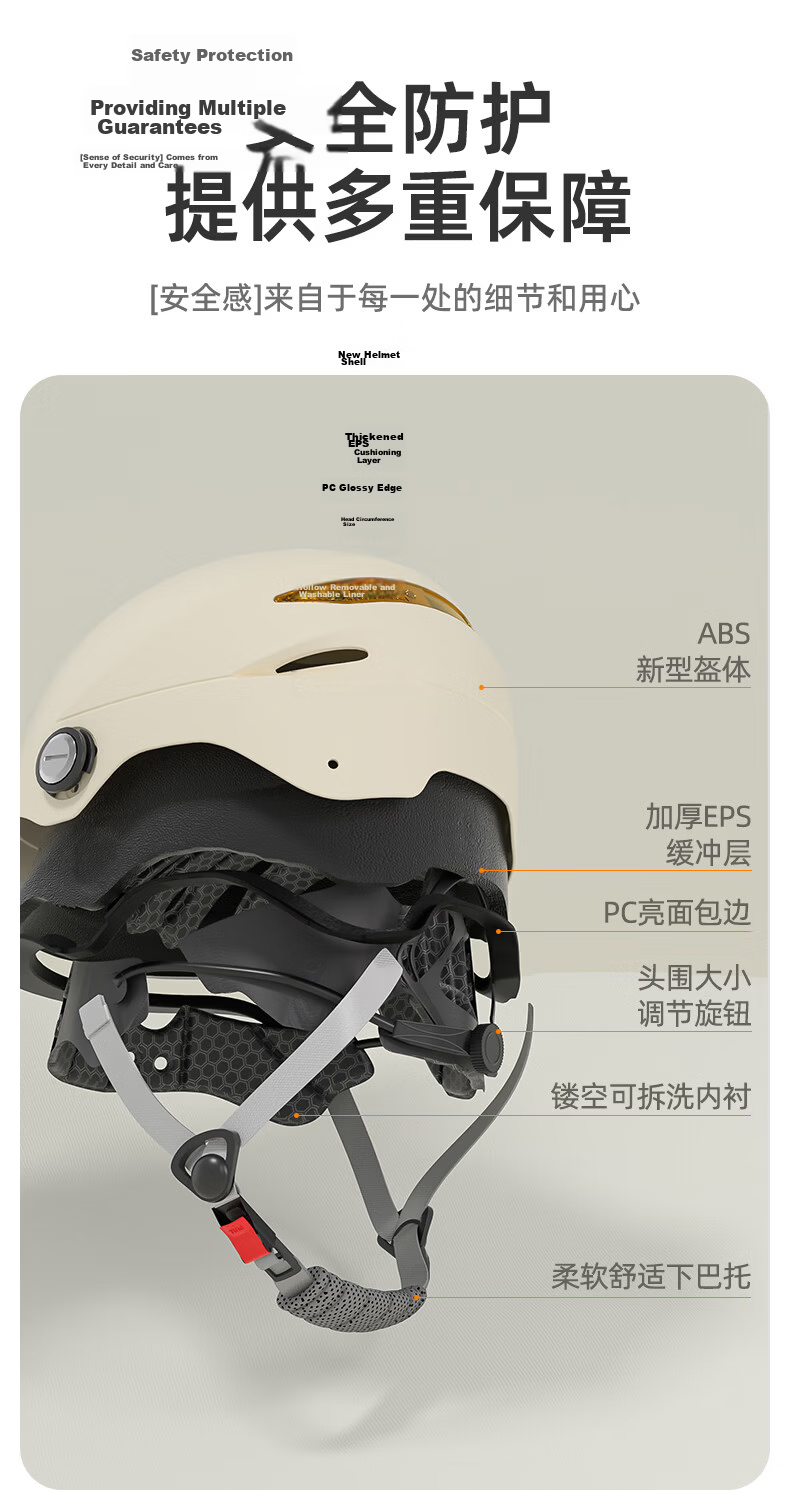 YUANBANG Helmet Electric Vehicle 3C Certified New National Standard Class A Electric Motorcycle Half Helmet Unisex Summer Breathable Safety Helmet Four Seasons Universal Off-White with Ventilation Len 8