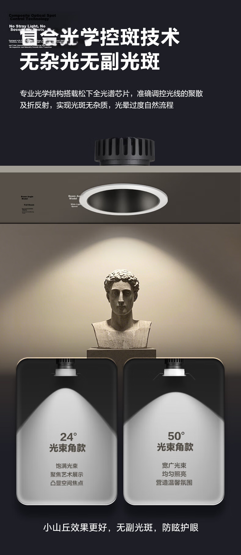 Panasonic Jiafang LED Recessed Downlight Full Spectrum Anti-Glare Living Room Ceiling Spot Light 12W Tri-Color 24° Beam Angle 75mm Cutout 6