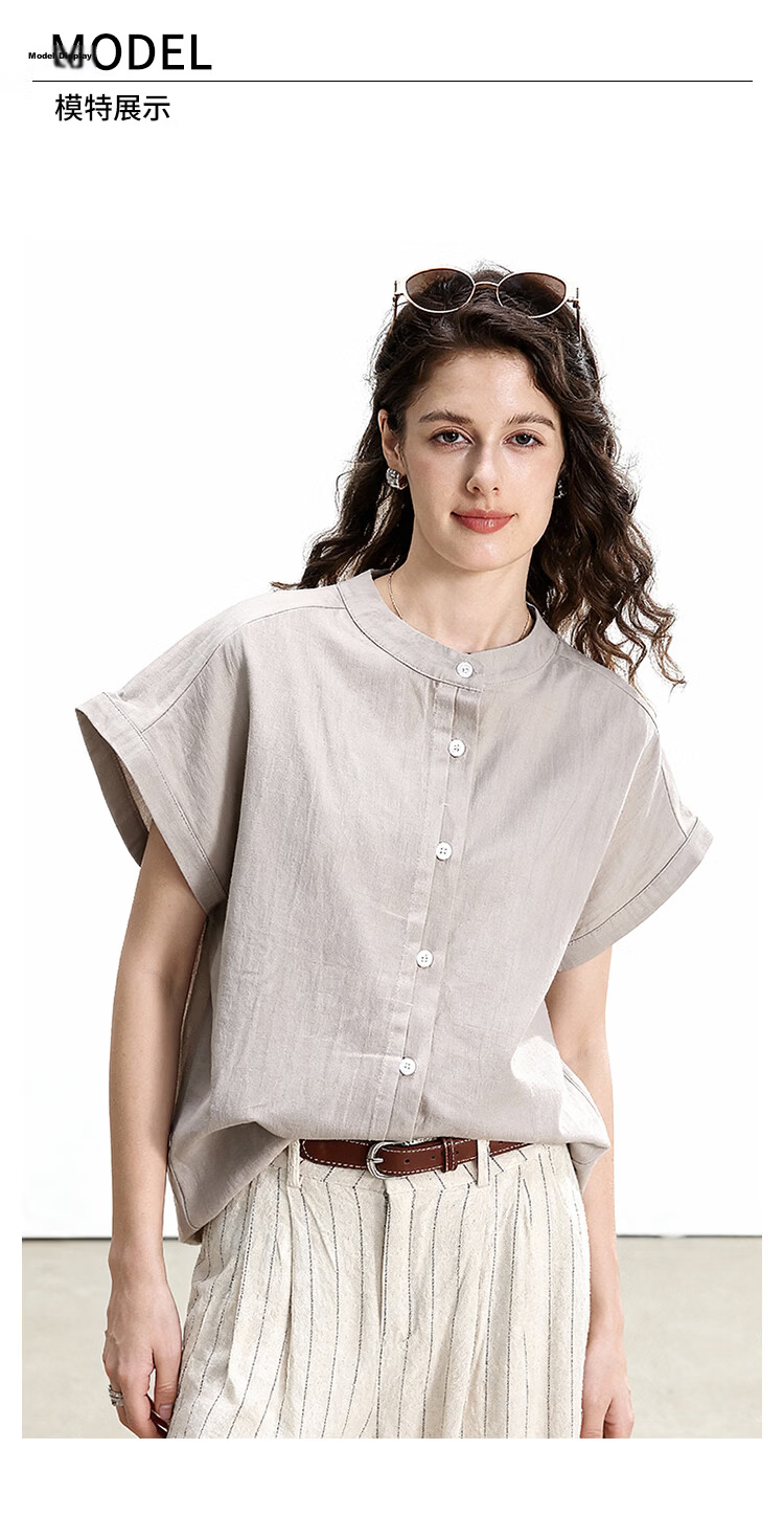 ENC Women's Relaxed Fit Short Sleeve Shirt Flutter Sleeve Simple High-End Summer New Lightweight Breathable Casual Versatile Top 3