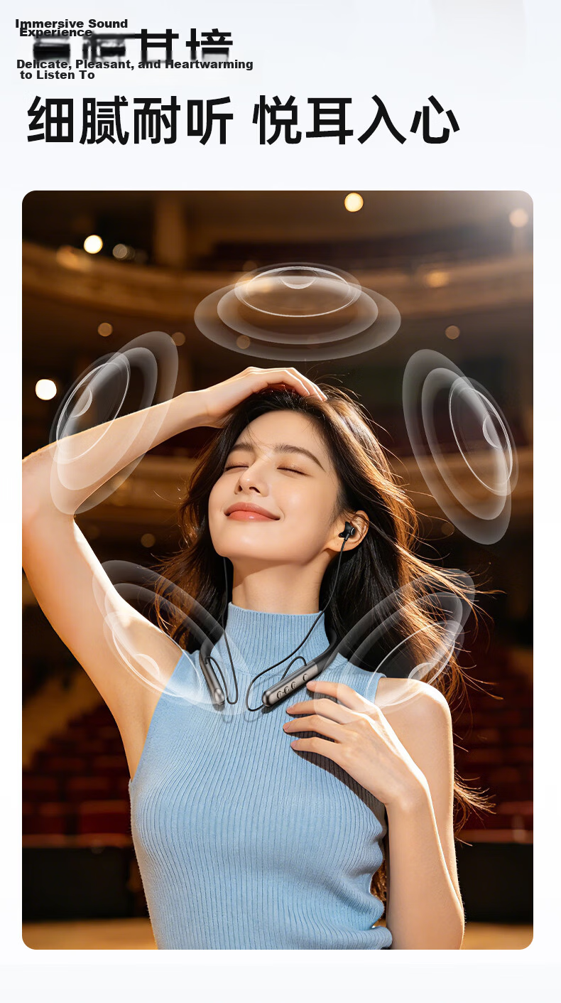 Viken 2026 Latest Model Neckband Bluetooth Earphones Semi-In-Ear Comfortable Wireless Sports Running Waterproof Long Battery Life Noise Cancelling Call Compatible with Apple Xiaomi 7